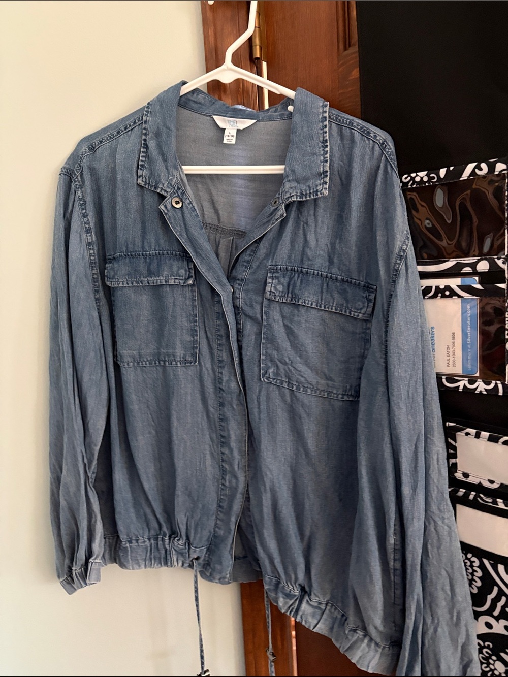 Time and Tru Light Blue Chambray Jacket never worn. Nice large